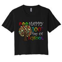 100th Day Of School Educational Tree Women's Crop Top Tee