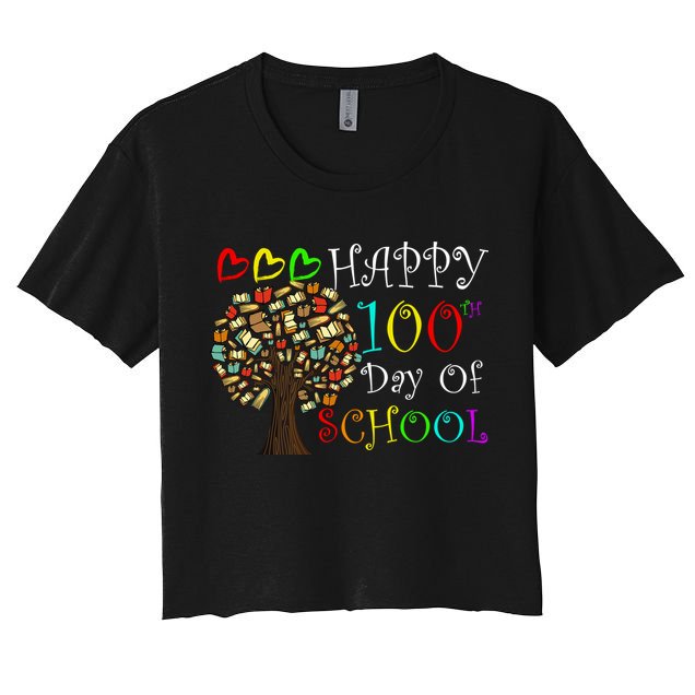 100th Day Of School Educational Tree Women's Crop Top Tee