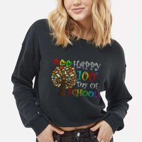 100th Day Of School Educational Tree Cropped Pullover Crew