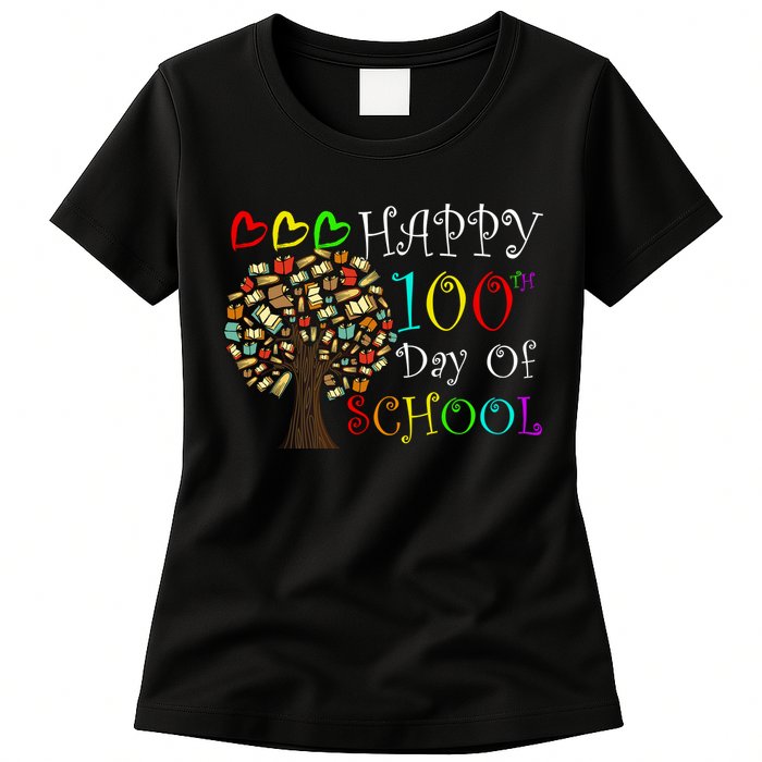 100th Day Of School Educational Tree Womens T-Shirt