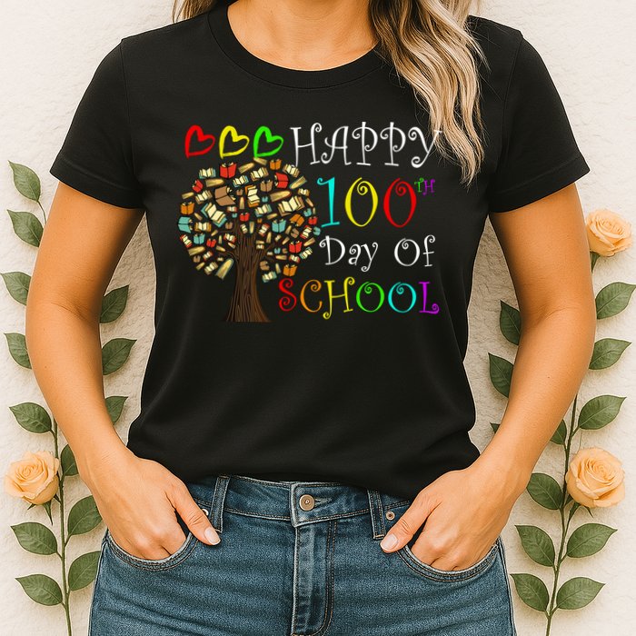 100th Day Of School Educational Tree Womens T-Shirt