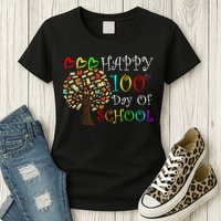 100th Day Of School Educational Tree Womens T-Shirt