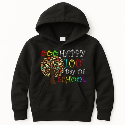 100th Day Of School Educational Tree Kids Hoodie