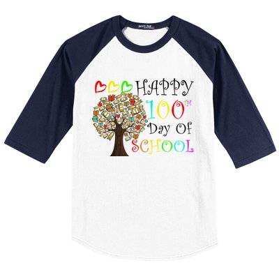 100th Day Of School Educational Tree Baseball Sleeve Shirt