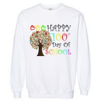 100th Day Of School Educational Tree Garment-Dyed Sweatshirt