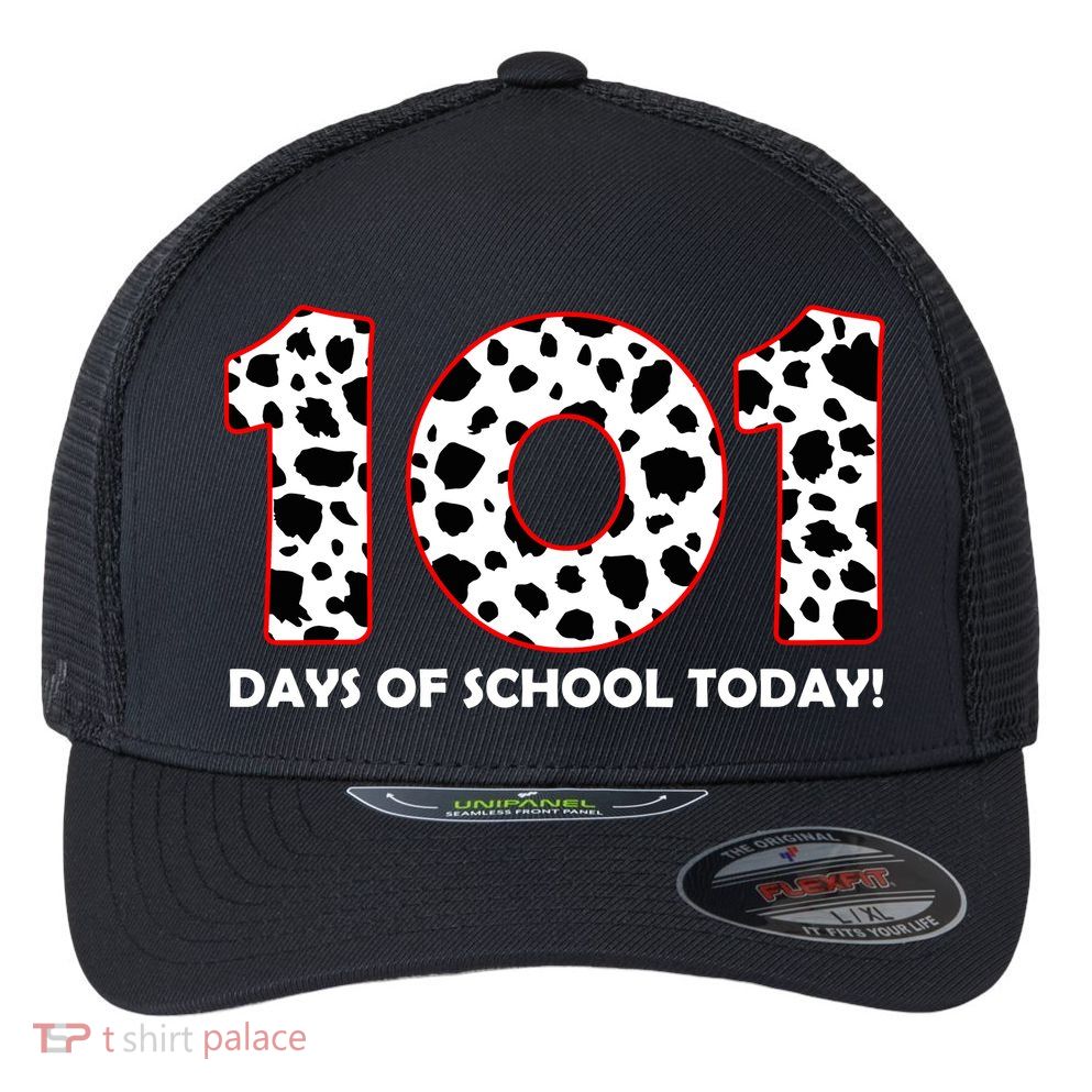 101 Days Of School Flexfit Unipanel Trucker Cap