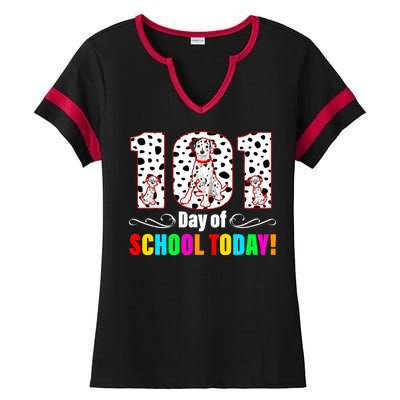 101 Days Of School Dalmatian Dog Cute Ladies Halftime Notch Neck Tee