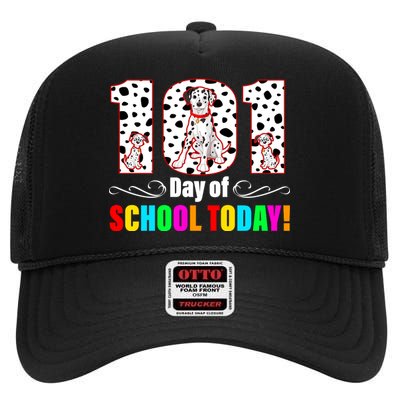 101 Days Of School Dalmatian Dog Cute High Crown Mesh Back Trucker Hat