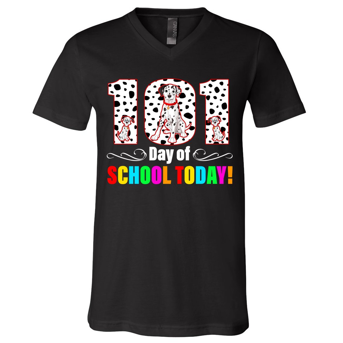 101 Days Of School Dalmatian Dog Cute V-Neck T-Shirt