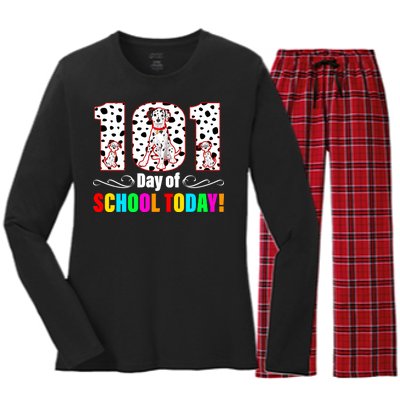 101 Days Of School Dalmatian Dog Cute Women's Long Sleeve Flannel Pajama Set 