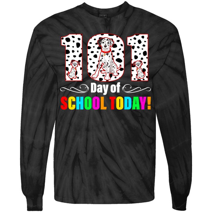 101 Days Of School Dalmatian Dog Cute Tie-Dye Long Sleeve Shirt