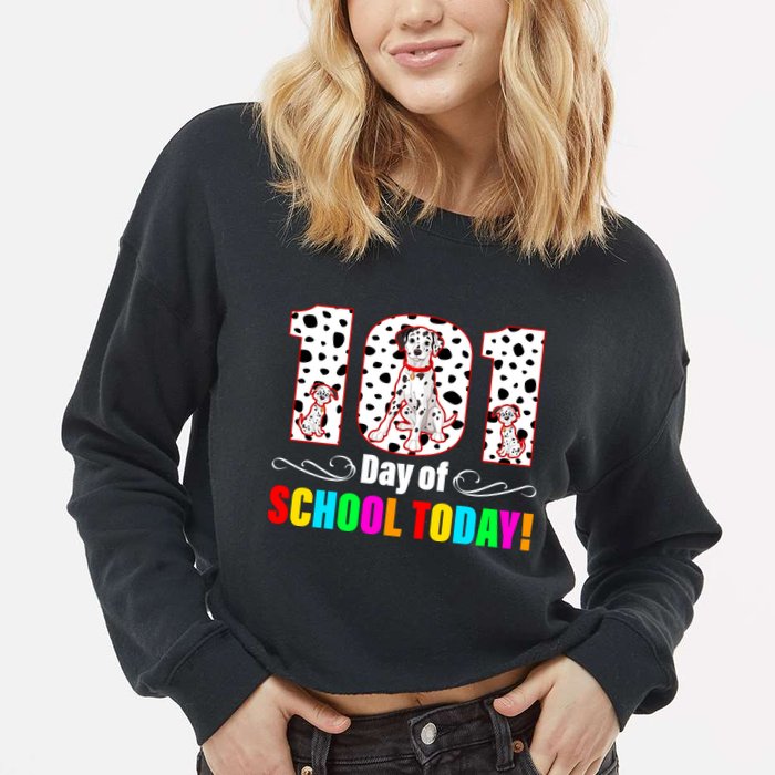 101 Days Of School Dalmatian Dog Cute Cropped Pullover Crew