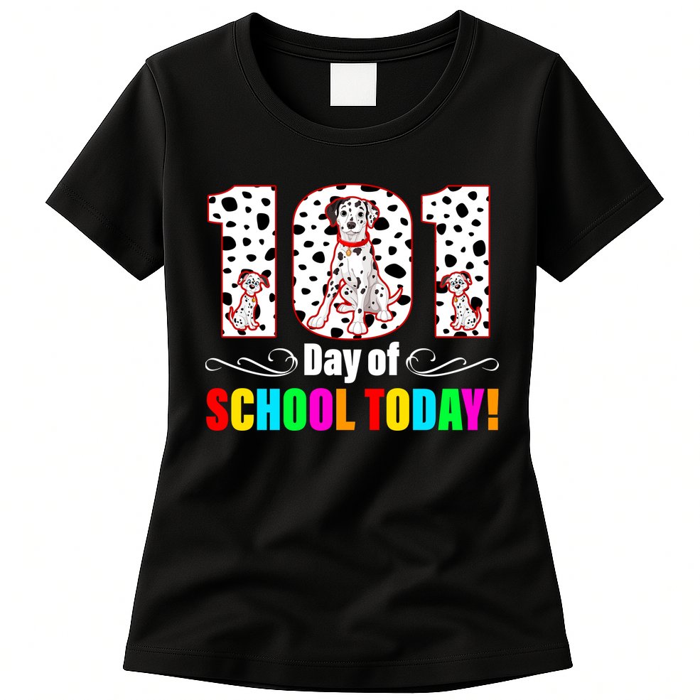 101 Days Of School Dalmatian Dog Cute Womens T-Shirt
