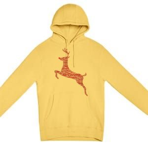 Wordy Reindeer Christmas Premium Pullover Hoodie