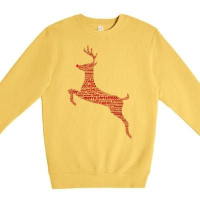 Wordy Reindeer Christmas Premium Crewneck Sweatshirt