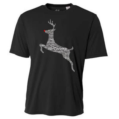 Wordy Reindeer Christmas Cooling Performance Crew T-Shirt