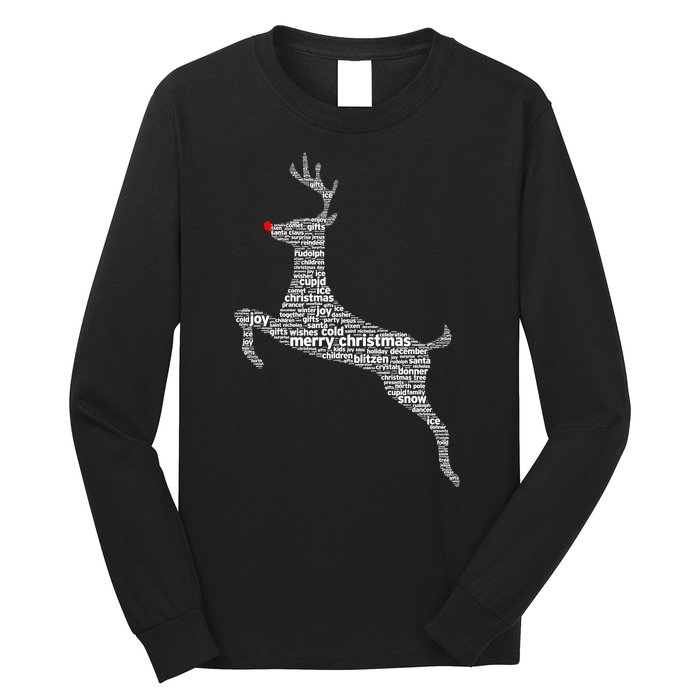 Wordy Reindeer Christmas Long Sleeve Shirt