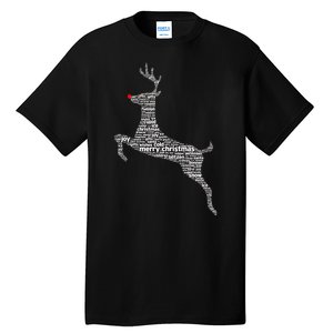 Wordy Reindeer Christmas Tall T-Shirt