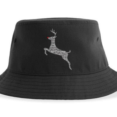 Wordy Reindeer Christmas Sustainable Bucket Hat