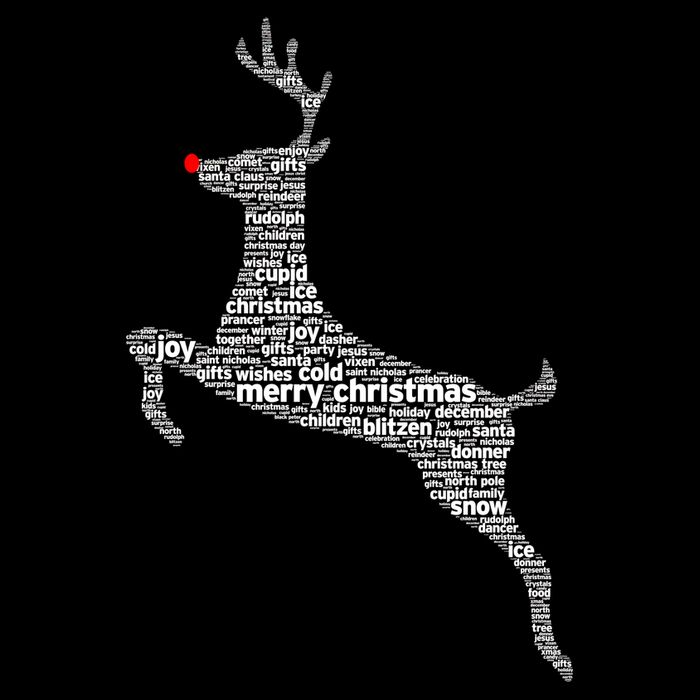 Wordy Reindeer Christmas Button