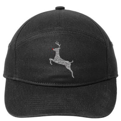 Wordy Reindeer Christmas 7-Panel Snapback Hat