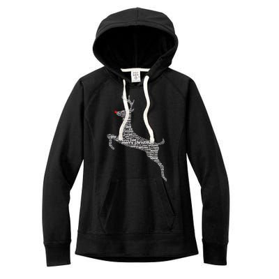 Wordy Reindeer Christmas Women's Fleece Hoodie