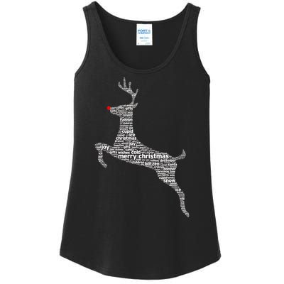 Wordy Reindeer Christmas Ladies Essential Tank