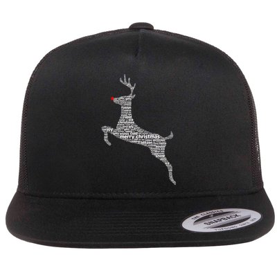 Wordy Reindeer Christmas Flat Bill Trucker Hat