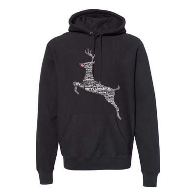 Wordy Reindeer Christmas Premium Hoodie