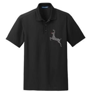 Wordy Reindeer Christmas Dry Zone Grid Polo