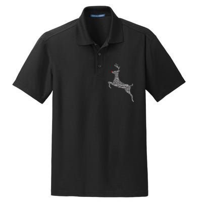 Wordy Reindeer Christmas Dry Zone Grid Polo