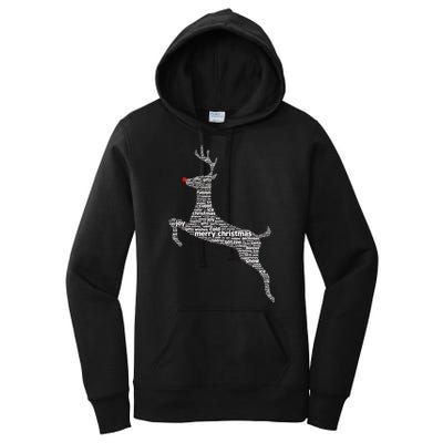 Wordy Reindeer Christmas Women's Pullover Hoodie