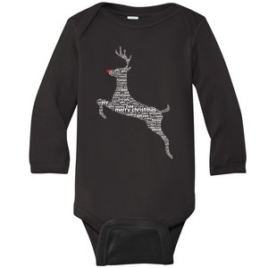 Wordy Reindeer Christmas Baby Long Sleeve Bodysuit