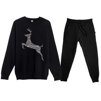 Wordy Reindeer Christmas Premium Crewneck Sweatsuit Set