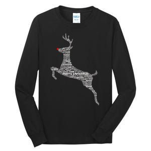 Wordy Reindeer Christmas Tall Long Sleeve T-Shirt