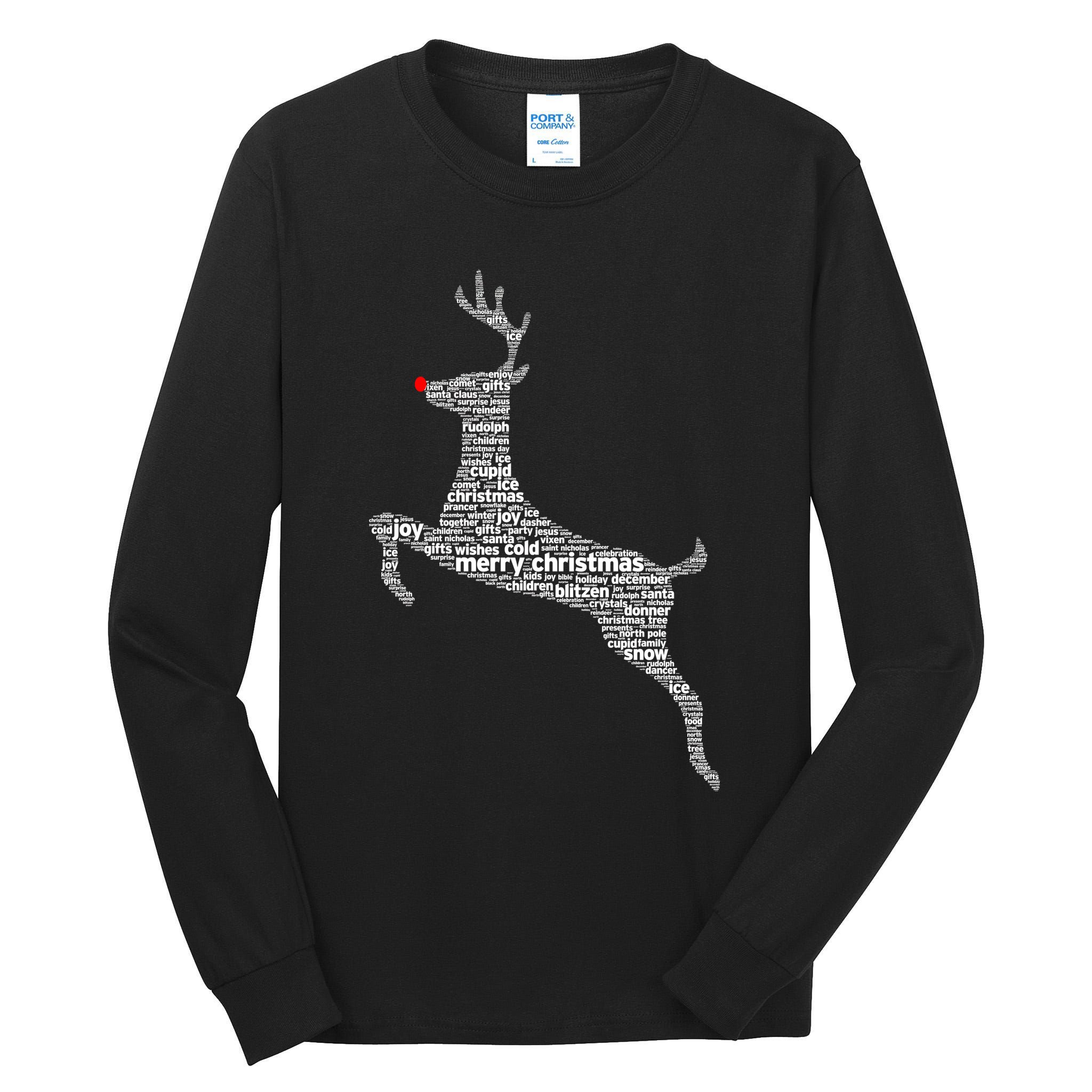 Wordy Reindeer Christmas Tall Long Sleeve T-Shirt