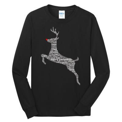 Wordy Reindeer Christmas Tall Long Sleeve T-Shirt