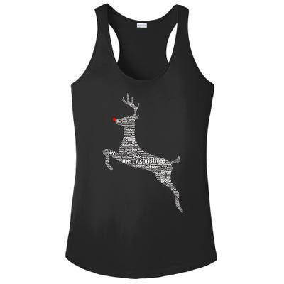 Wordy Reindeer Christmas Ladies PosiCharge Competitor Racerback Tank