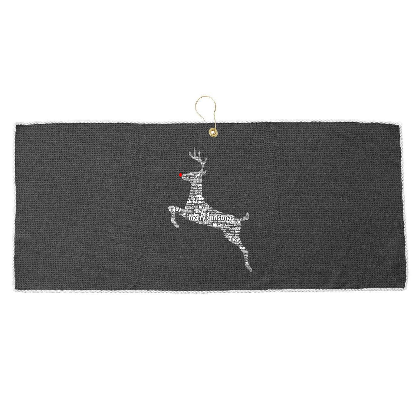 Wordy Reindeer Christmas Large Microfiber Waffle Golf Towel