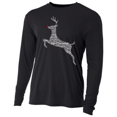 Wordy Reindeer Christmas Cooling Performance Long Sleeve Crew