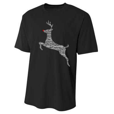 Wordy Reindeer Christmas Performance Sprint T-Shirt