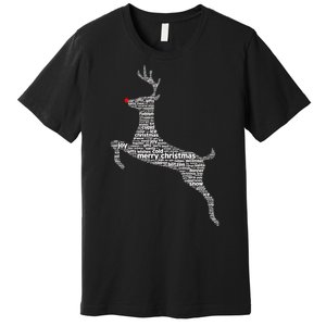 Wordy Reindeer Christmas Premium T-Shirt