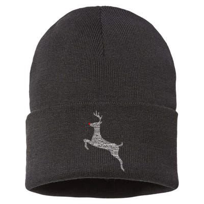 Wordy Reindeer Christmas Sustainable Knit Beanie