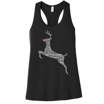 Wordy Reindeer Christmas Women's Racerback Tank