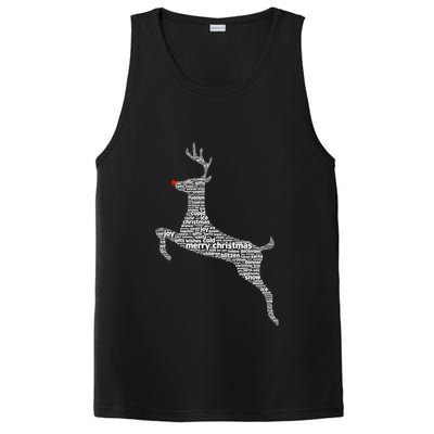 Wordy Reindeer Christmas PosiCharge Competitor Tank