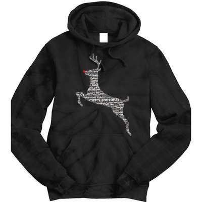 Wordy Reindeer Christmas Tie Dye Hoodie