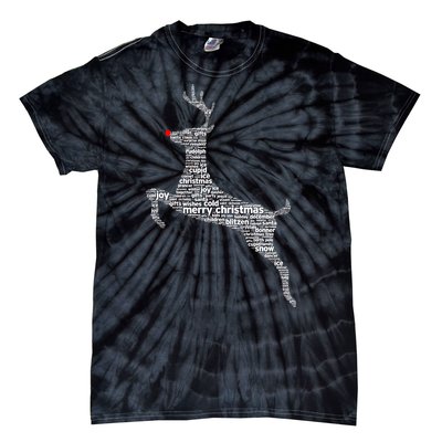 Wordy Reindeer Christmas Tie-Dye T-Shirt