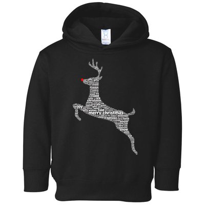 Wordy Reindeer Christmas Toddler Hoodie