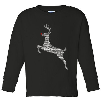 Wordy Reindeer Christmas Toddler Long Sleeve Shirt