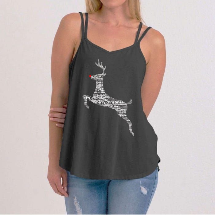 Wordy Reindeer Christmas Women's Strappy Tank